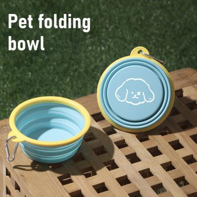 Collapsible Dog Bowl Foldable Silicone Pet Travel Bowl Portable Watering Feeding Dish with Carabiner Clip for Walking Hiking Traveling