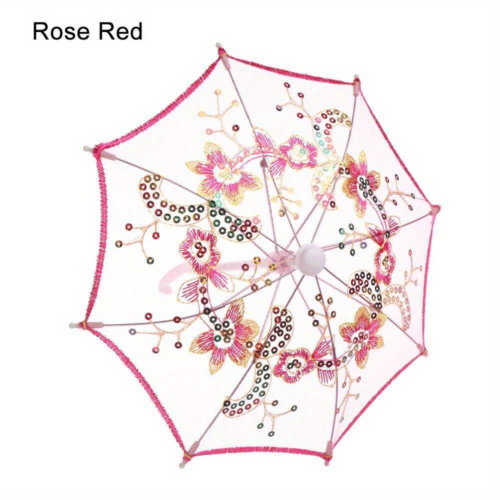 1pc New Lace Embroidered Sunshade Umbrella Rain Gear for Handmade Doll Accessories Kids Birthday Gift