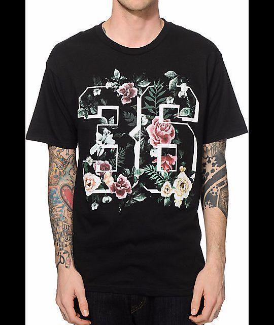 

EMPYRE Varsity Rose Flower T-shirt Floral 36 Tee Adult Men LARGE Black New Unisex T-Shirt L