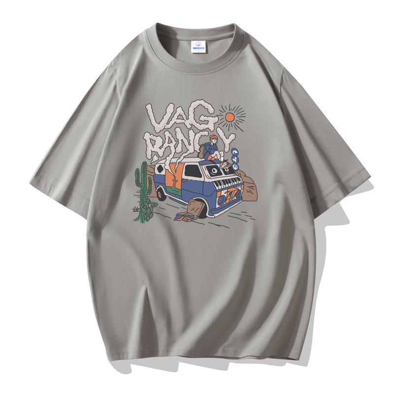 

Мужская футболка из чистого хлопка свободного кроя на лето - С коротким рукавом, с круглым вырезом, повседневная 4XL