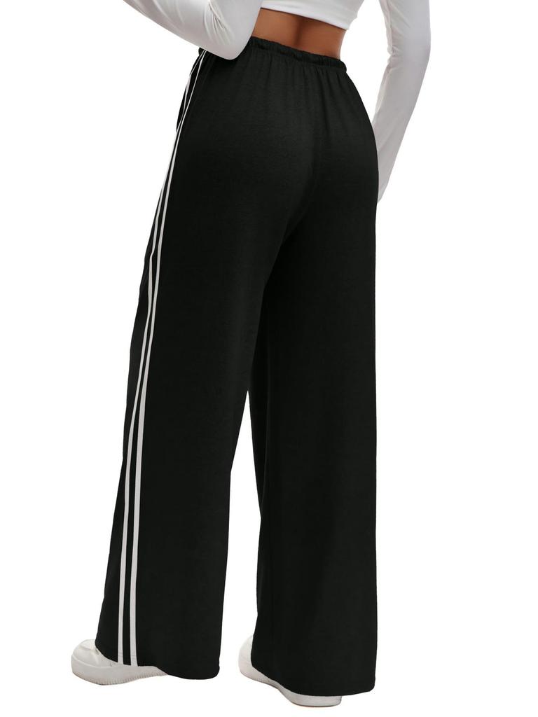 European Side Stripe Wide-Leg Sweatpants: Women's High-Waist Loose Casual Pants
