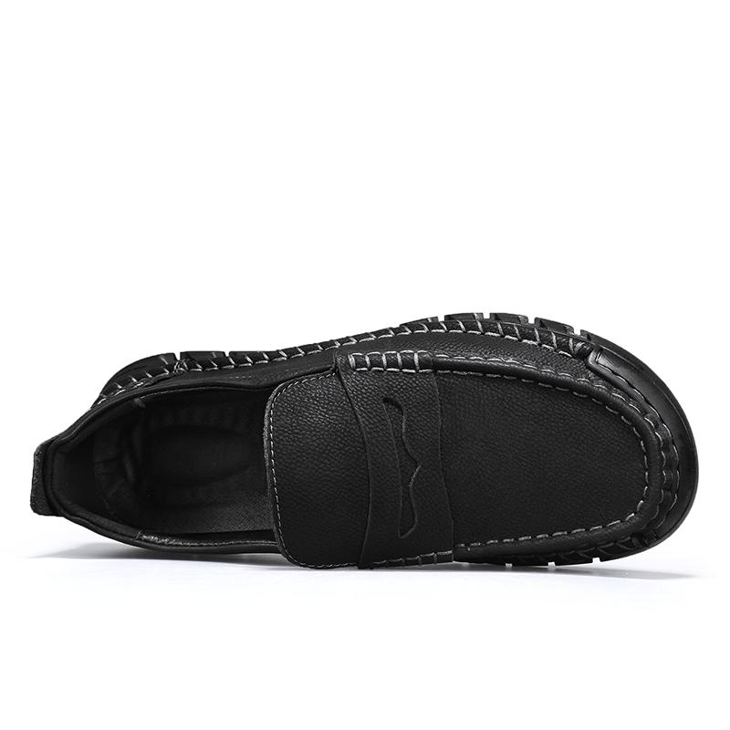 Heißer Verkauf Klassische Herren Atmungsaktive Slipper Freizeit Lederschuhe Herren Bequeme Slipper Weiches Rindsleder Handgenähte Laufschuhe