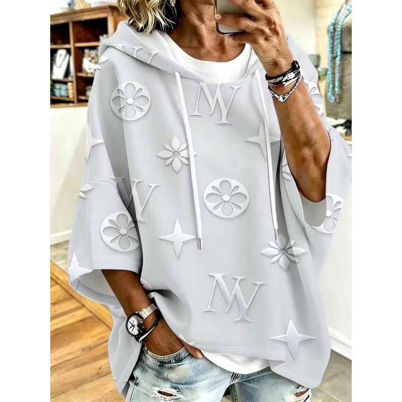 Женская повседневная толстовка с рукавами средней длины 5XL gray