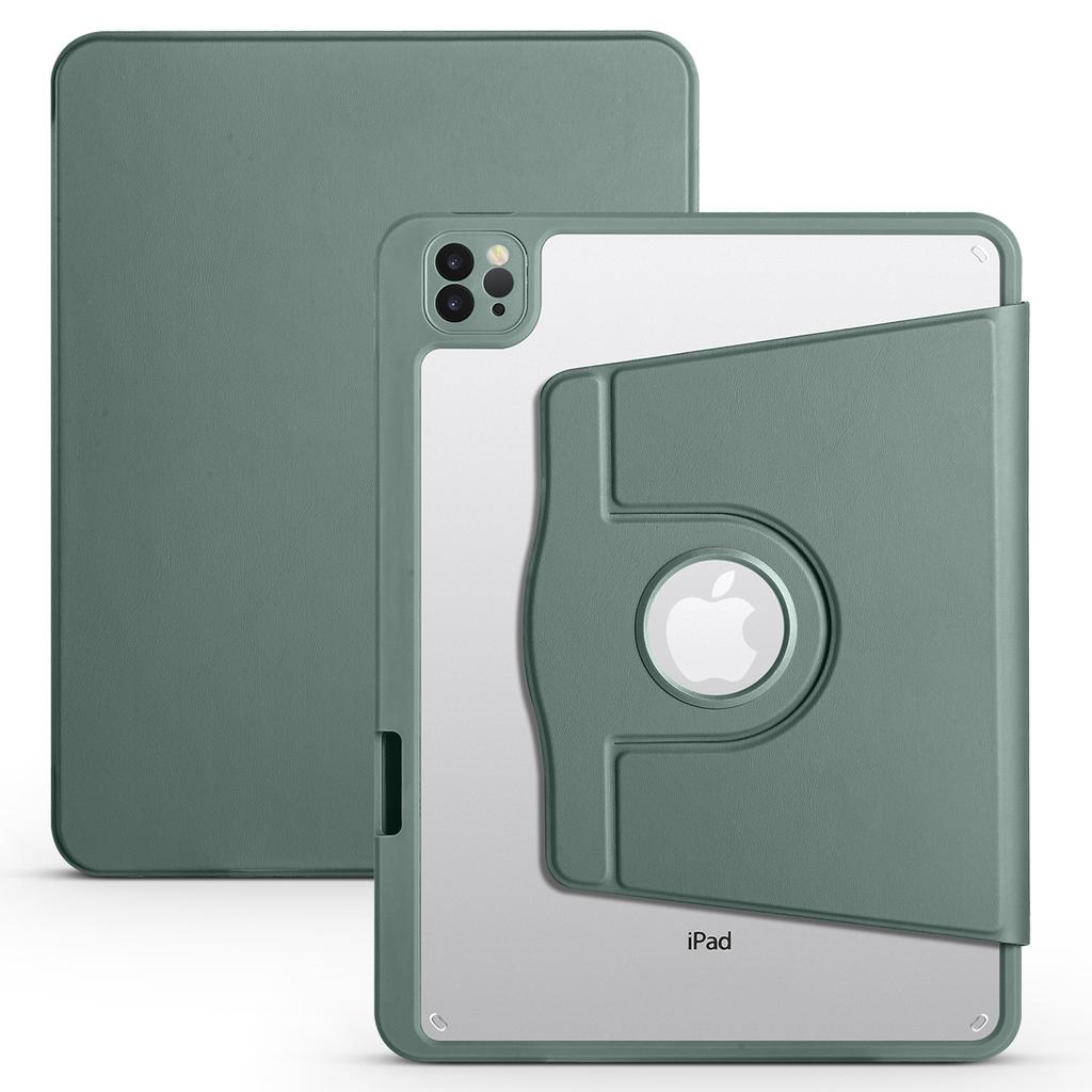 For iPad Pro 13 (2024) Case Rotating Stand Leather+Acrylic Tablet Cover