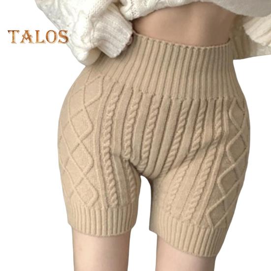 

Женские зимние шорты-шорты, трикотажные, с высокой талией, эластичные, однотонные, сохраняющие тепло, защищающие от воздействия окружающей среды, базовые шорты для повседневной носки дома и не только хаки
