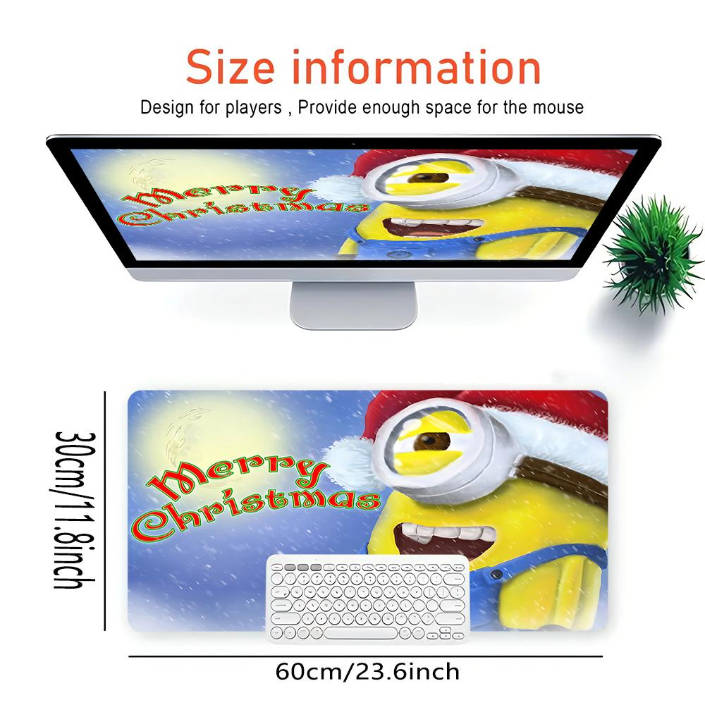 Christmas Minion Celebration Large Gaming Mouse Pad Nonslip Rubber Base Waterproof Desk Mat For Office Pc Laptop