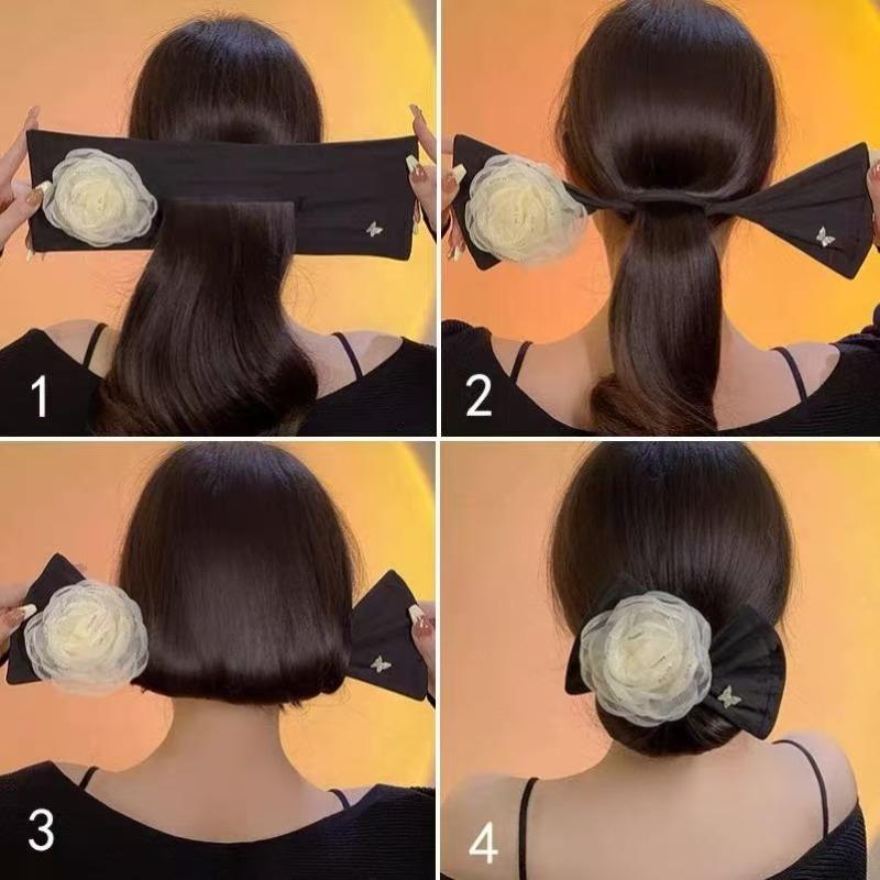 New Tea Flower Lazy Twist Comb Hair Accessory with A Bow-shaped Decoration for The Back of The Head, Suitable for Wavy Hair.