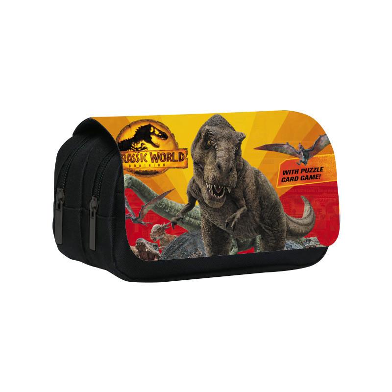Jurassic World Dinosaur Pattern Double Layer Stationery Storage Bag For Students And Office Use