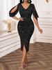 Plus Size Elegant V-neck Off-the-Shoulder Slit Dress for Christmas Party