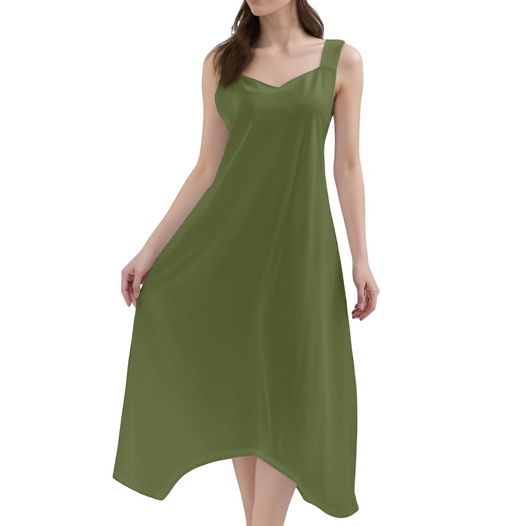 Женское повседневное модное платье миди без рукавов с круглым вырезом и нерегулярным подолом