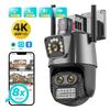 ABUO-Outdoor PTZ Camera 9MP 4K HD 8X Hybrid Zoom Triple Lens Dual Screen Wifi IP Camera Alarm CCTV Surveillance EU-Plug Easy To