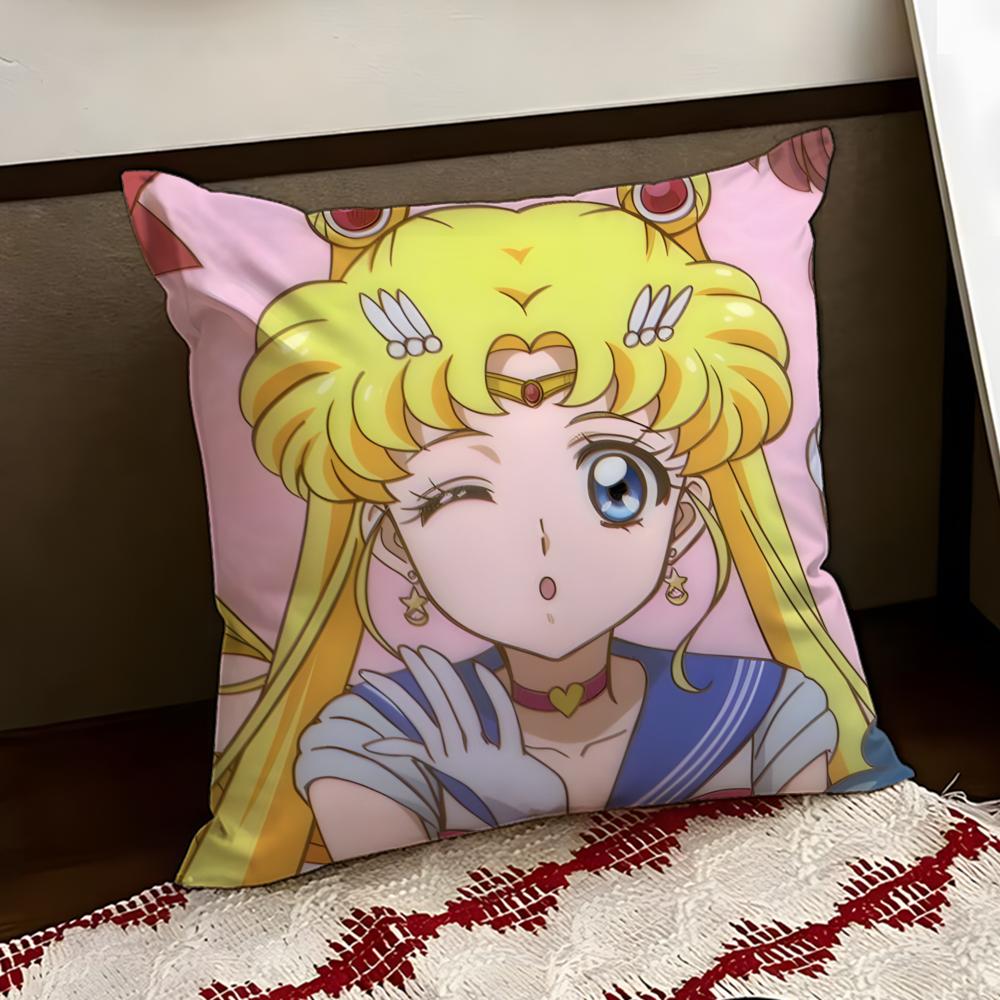 SSailor Anime MMoon Cushion Cover Reversible Soft Durable Pillow Cover Home Car MultiScene Use for Daily Comfort