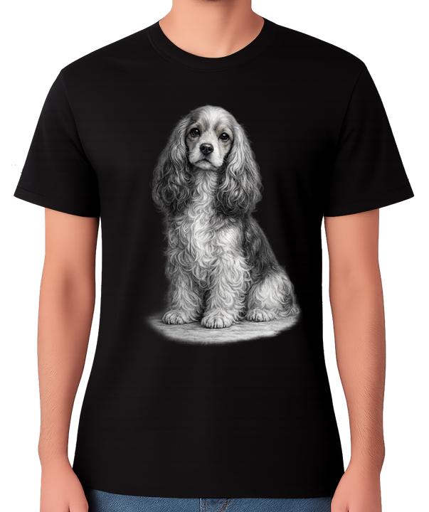 Realistic Cocker Spaniel Puppy Dog Portrait Graphic Unisex T-Shirt XXL