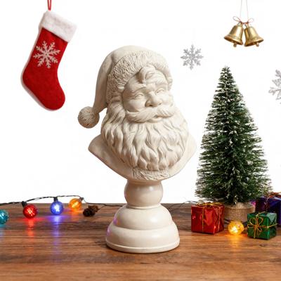 Santa Bust Christmas Tabletop Decoration Resin Half Body Santa's Figurine Santa Claus Bust for Home Dorm & Apartment
