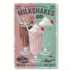 Vintage Ice Cold Milkshake Metal Tin Sign  Retro Wall Art Decor   Classic Car  Treats Design with Chocolate Strawberry  Va