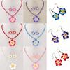 Women's Sweet Plumeria Flowers Jewelry Sets Polymer Clay Fimo Earrings  Pendant Necklace