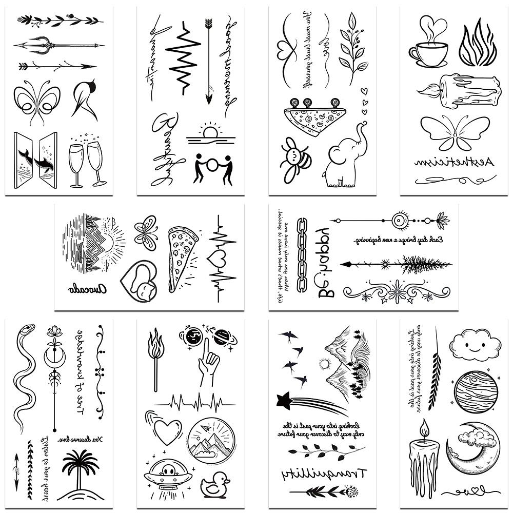 

10 листов черно-белых линий татуировки наклейки для рук лица тела временные декоративные татуировки наклейки для детей творческие подарки на вечеринку