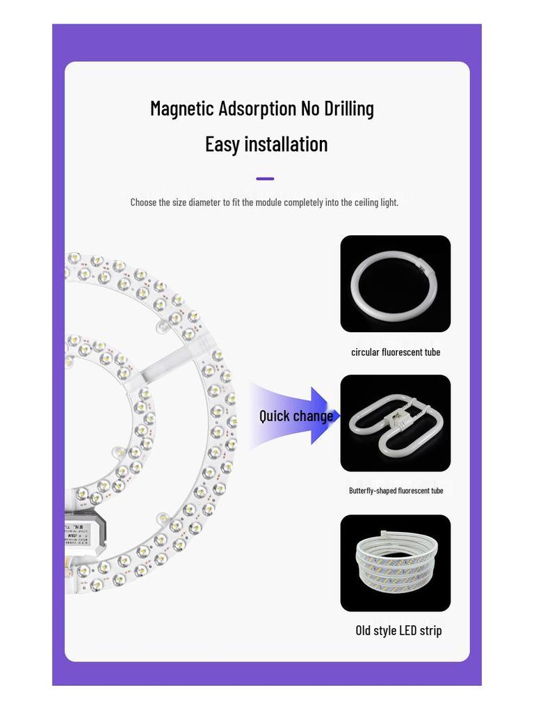 LED Magnetic Ceiling Light Panel - Energy-Saving, High Brightness, Constant Current SMD Replacement Module