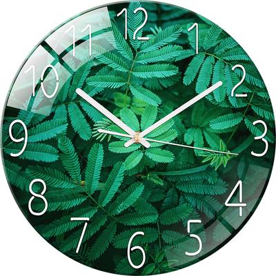 Ceas de perete digital cu zgomot redus, 30 cm/12 inch Ceas de perete cu iarbă verde Ceas cu cuarț Ceas liniștit și silențios pentru decorarea interioară a camerei copiilor