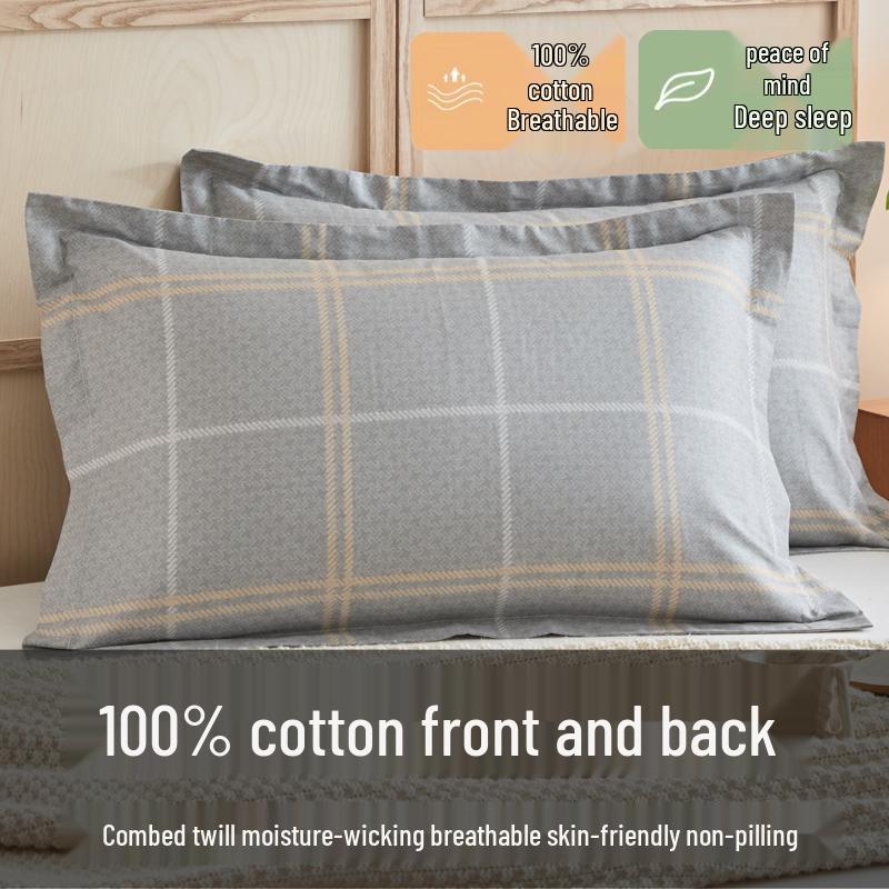 Set of Two 100% Cotton Large Pillowcases, Thick 48x74cm for Home Use