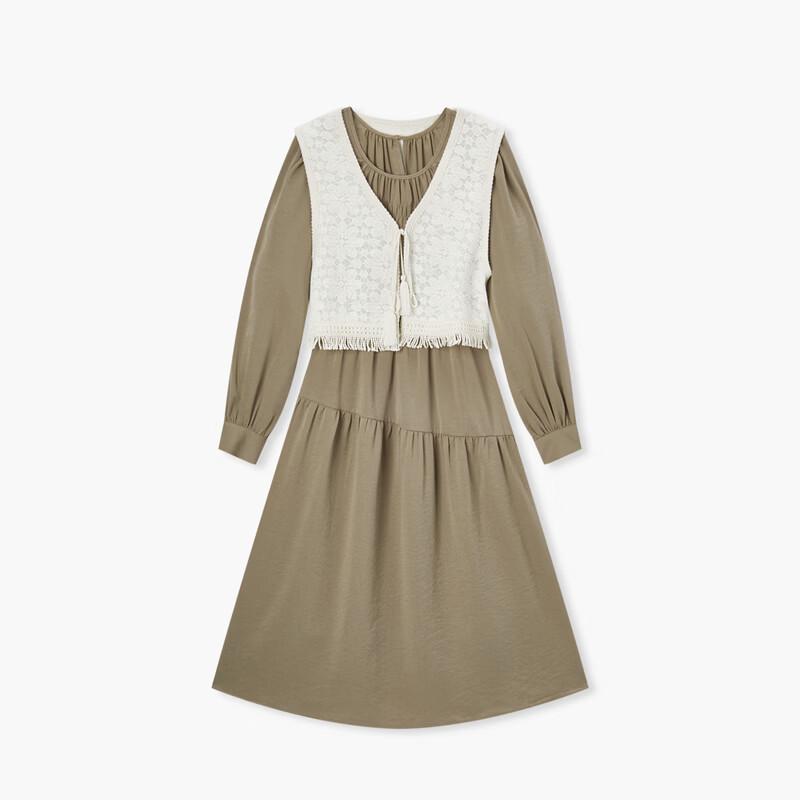 EICHITOO Women's Long-Sleeve Dress & Vest Two-Piece Set
