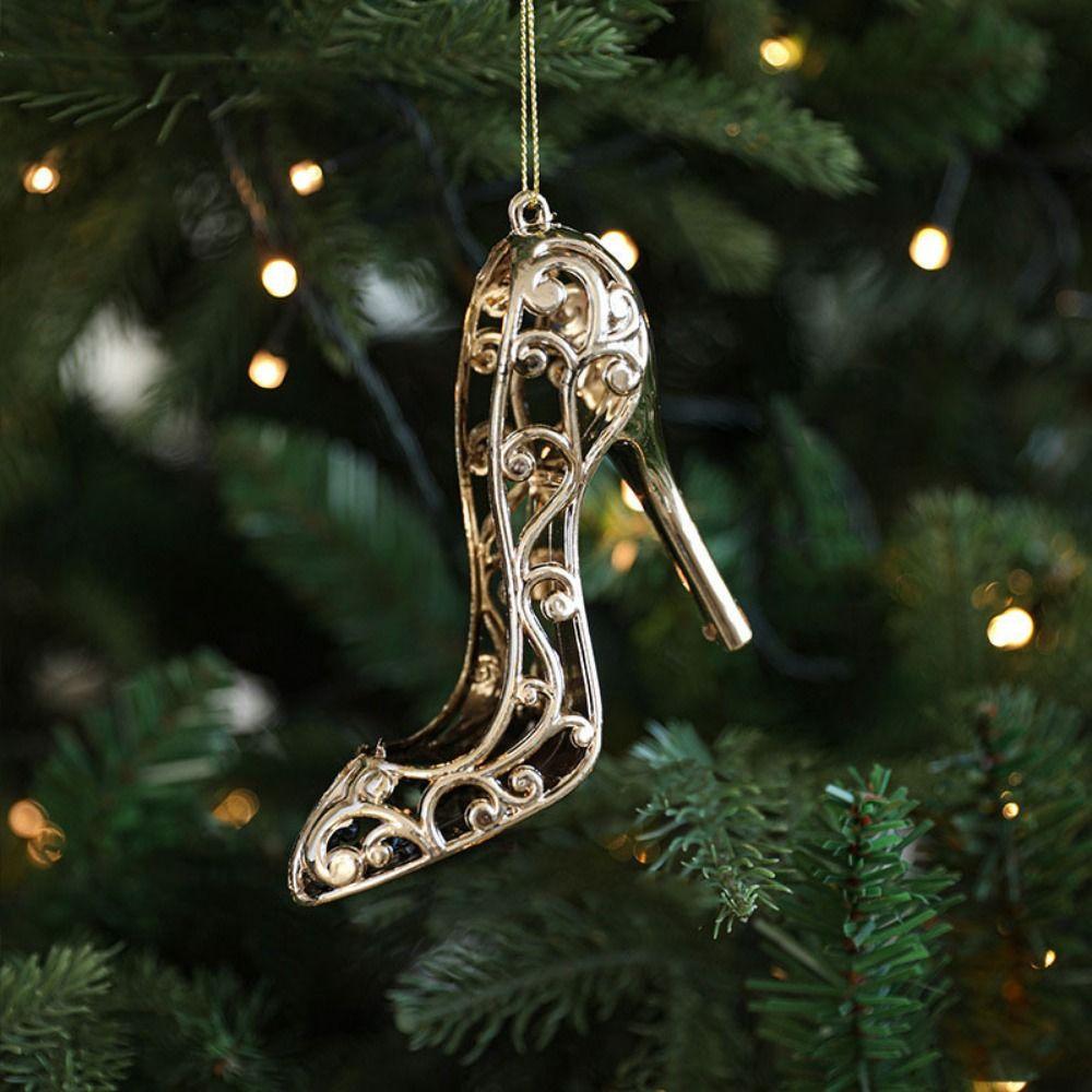 Snowflake Christmas Gold Plating Hanging Pendant Plastic Christmas Tree Ornaments New Year