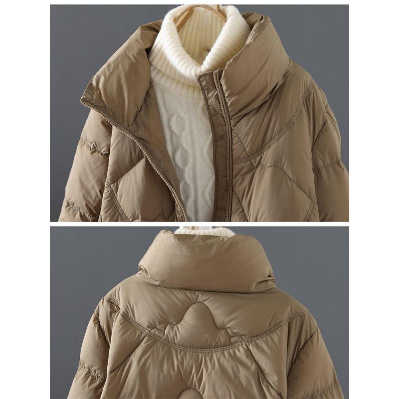 Chaqueta de Algodón Elegante y Adelgazante para Mujeres Petite, Ligera y Cálida, Diseño de Cuello Alto