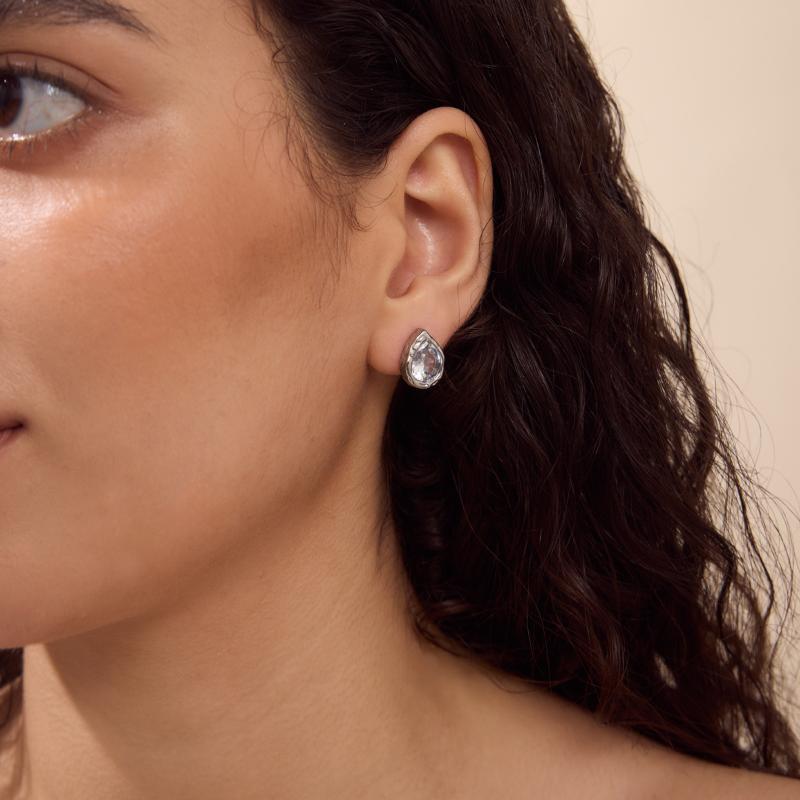 Geometric Zircon Waterproof Stud Earrings for Women High Quality Stainless Steel Non-Irritating Jewelry for Club Wear