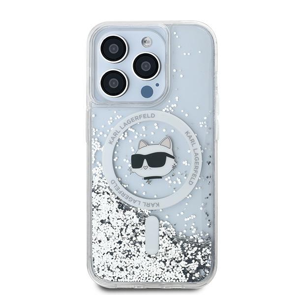 Karl Lagerfeld Klhmp14Xlgchsgh Iphone 14 Pro Max 6.7 Hardcase Transparent Liquid Glitter Choupette Head Magsafe