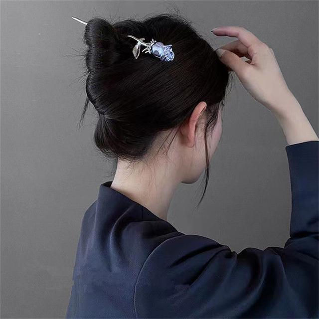 Chinese Punk Ruby Pendant Sword Hairpin Fashion Simple Modern Headdress Back Of The Head Pan Hair Ornament Fashion Retro New