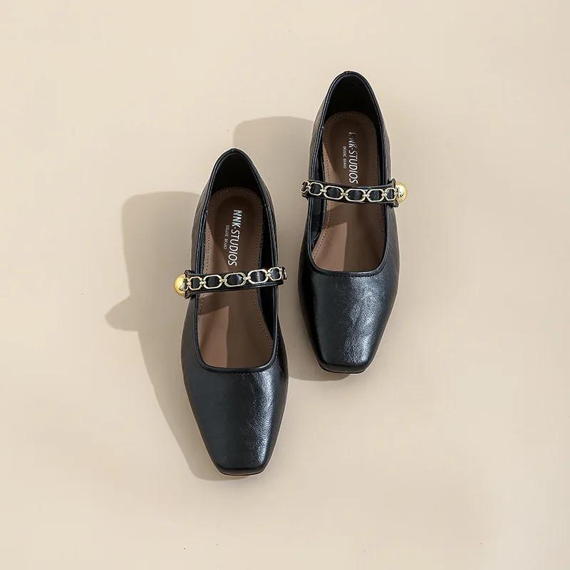 

Модные Роскошные Кожаные Туфли Мэри Джейн на Толстом Каблуке с Пряжкой для Женщин Дизайнерские Мягкая Подошва Женские Туфли Модные Повседневные Низкий Каблук Каблуки Дамские 35