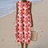 Women's Fashion Casual Sleeveless Round Neck Floral Elegant Temperament Dress