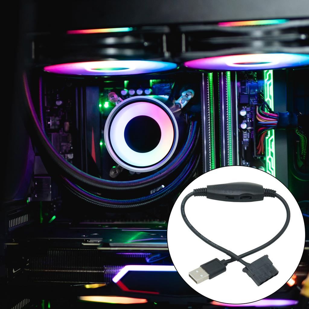 USB To 4Pin PWM 5V To 12V Boost Line USB Sleeved PC Fan Power Adapter Connector Converters Cable with Adjust Switches