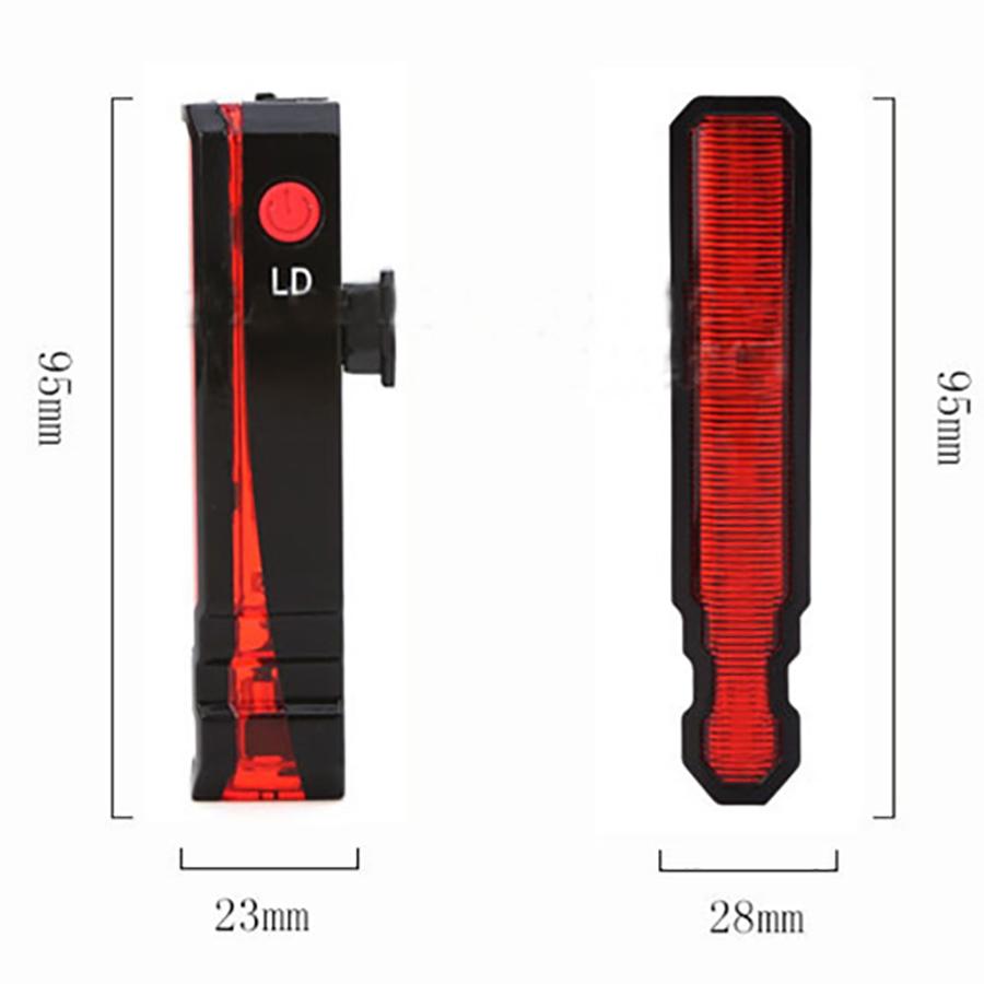 LED & Leser Bicycle Light IPX-5 Waterproof Rate USB Rechargeable Rear Tail Lamp