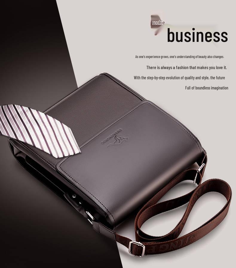 Męska Torba na Ramię z Prawdziwej Skóry - Miękka Torba Listonoszka Biznesowa Pionowy Plecak