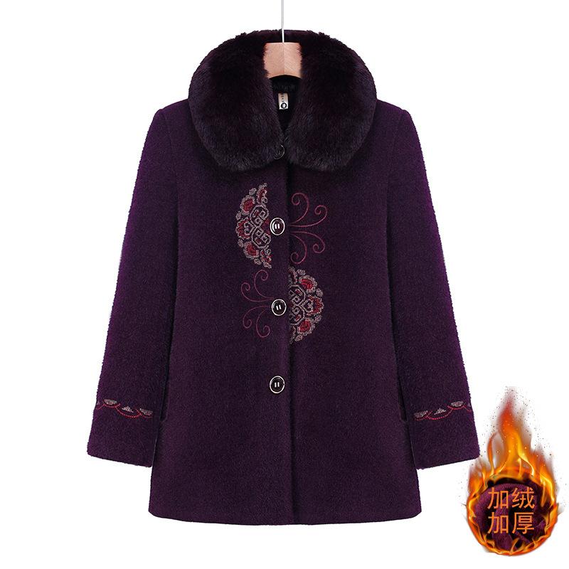 

Winter women s imitation mink velvet jacket year-old velvet thickened old lady cotton-padded coat 5XL (recommended 145-80 kg) фиолетовый
