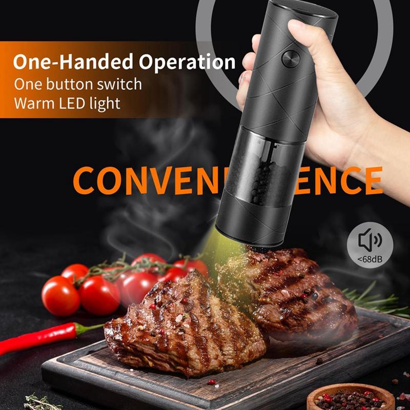 Electric Grinder With Warm LED Light Adjustable Coarseness Automatic Mill Grinder For Kitchen, Restaurant 2