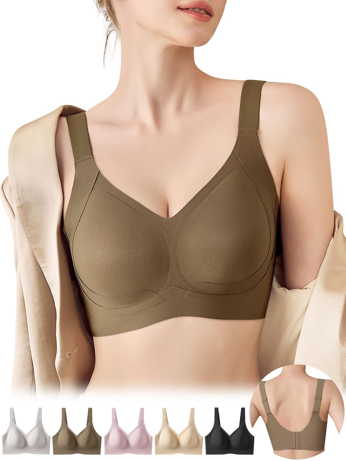 

Маленькие большие размеры позволяют коже дышать Высокий бок Высокий уменьшает корректирует провисание Ночной дневной бюстгальтер [veimia] Бюстгальтер для похудения груди, Бюстгальтер, Бюстгальтер без косточек, кофейный