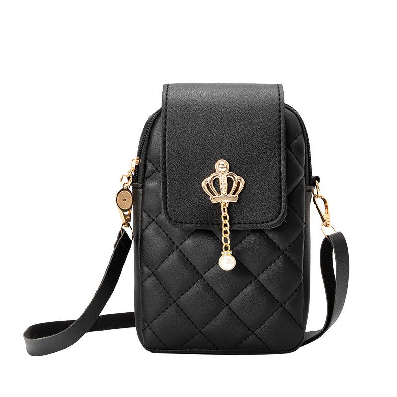 Embroidered Pearl Accent Simple Crossbody Phone Bag
