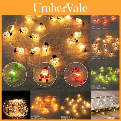 Festive 2m 20led Hanging Christmas Lights Snowflake And Candy Cane Design