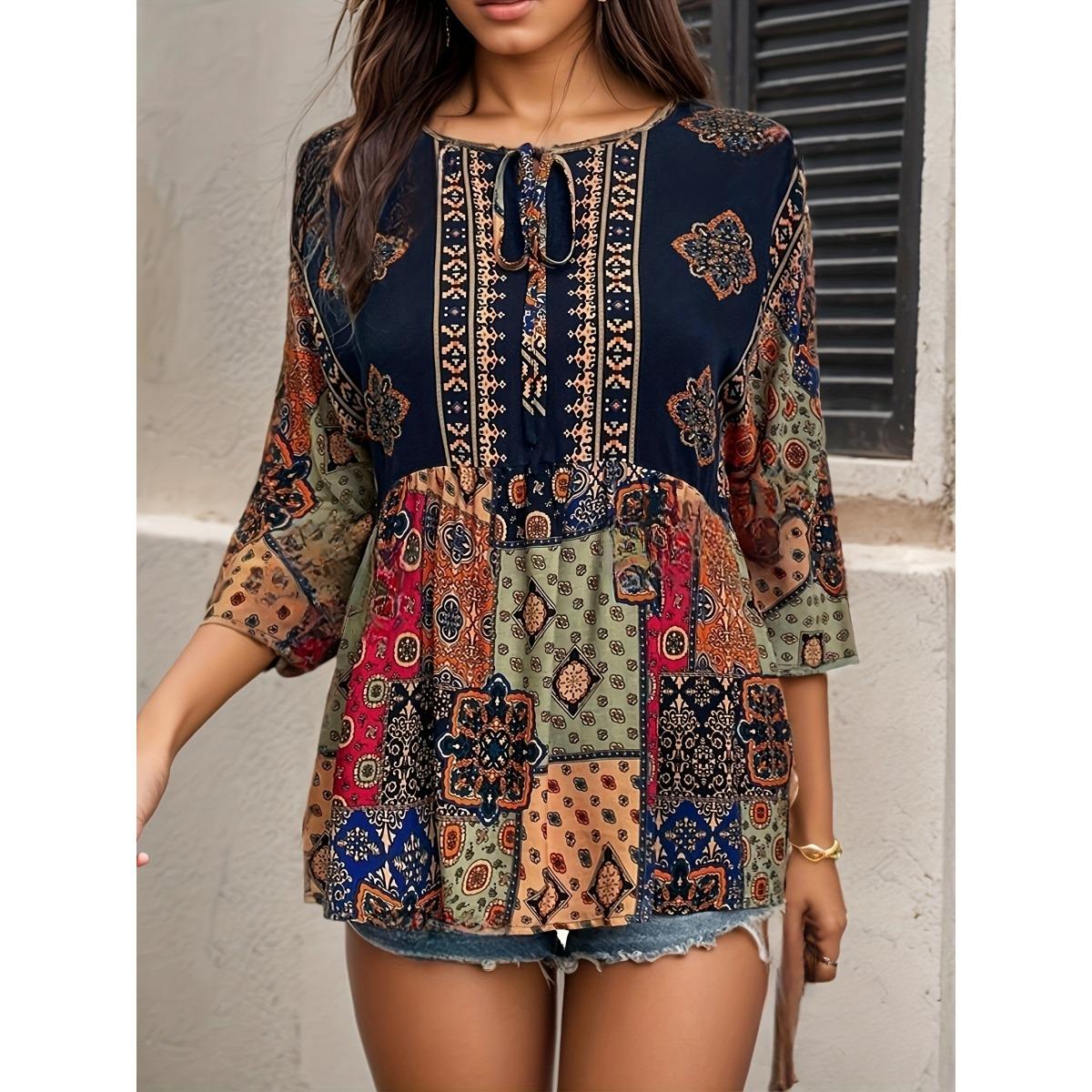 Summer New Arrival Women s Printed Top for Beach Vacation S синий