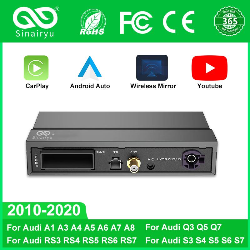 Sinairyu Compatibile con Apple CarPlay wireless per A1 A3 A4 A5 A6 A7 A8 Q2 Q3 Q5 Q7 S4 S5 MMI Car Play Android Auto Mirror Telecamera di retromarcia
