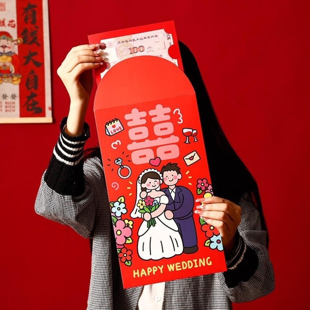 Cartoon 2026 Horse Year Red Envelope Traditional Paper Lucky Red Pockets Blessing Chinese Style New Year Money Envelope