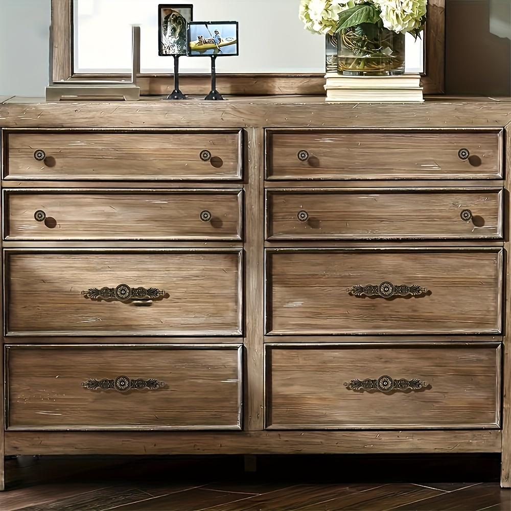 4/8pcs Antique Brass Pull Handles with Fixed Decorative Plates, Vintage Drawer/Kitchen Cabinet Door Handles for Furniture with Screws