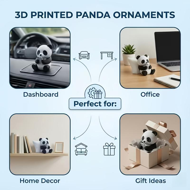 Funny Lazy Panda Figurine 3D Printed Animal Statue Phone Scrolling Desk Decor Cute Office Gift For Coworkers & Gamers