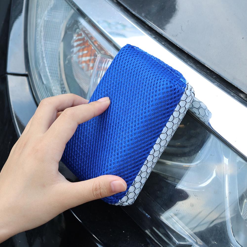 Double-sided Car Washing Sponge Microfibre Polyester Fabric Auto Waxing Polishing Crystallisation Sponge Cars Cleaning Tools