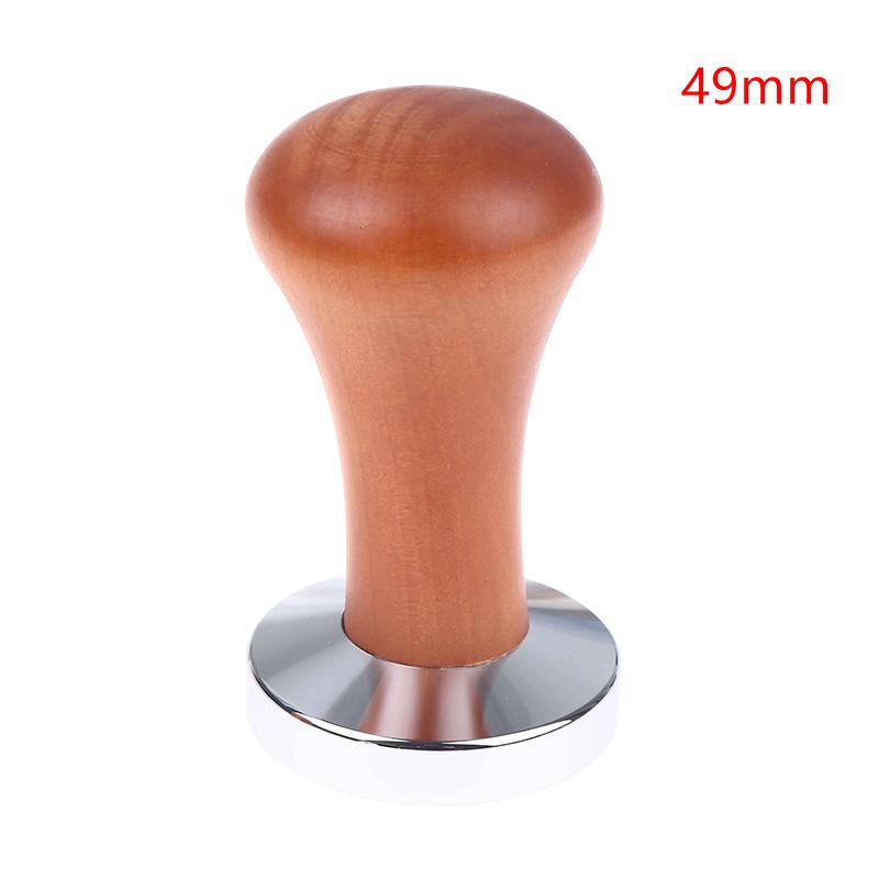 49/51/53/58MM Wood Coffee Tamper Internal Spring Balanced Force Coffee Hammer Stainless Steel Base Barista Tools