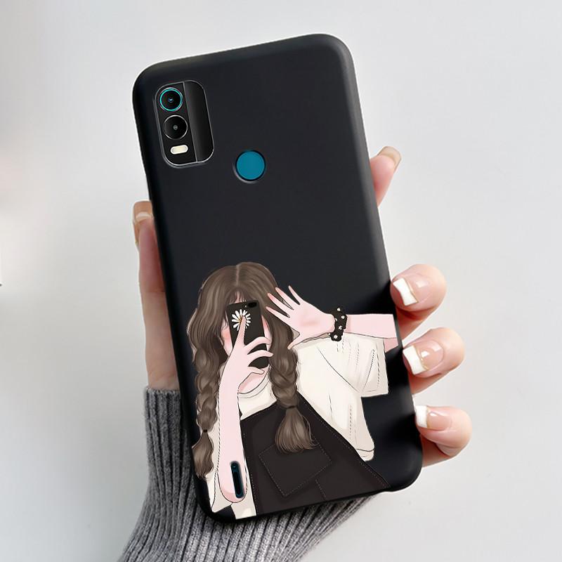 Custodia Nera Morbida Antiurto Per Nokia C21 Plus Cover Per Nokia C22 Popolare Virale Morbida Fantasia Stampata Coniglio Bianco Cover Posteriore