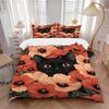 3pcs Black Cat Print Duvet Cover Set - Machine Washable, Includes 1 Cover and 2 Pillowcases, No Core Included Yy251013081