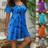 HNXC Women's Polyester High Waist Floral Print Tunic Dress